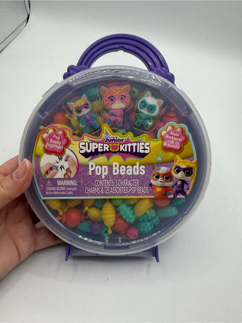 Super Kitties Pop Beads Jewelry Kit. Necklace Bracelet. 125 Beads 3 Charms